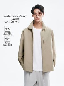 MIANXIANSHENG | Checked Pattern Zipper Water Resistant Mens Spring Summer Coach Jacket