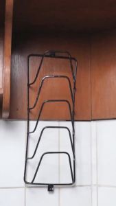 Rak Tutup Panci Dinding Besi Tebal - Gantungan Peralatan Dapur Multifungsi Peralatan Dapur Minimalis