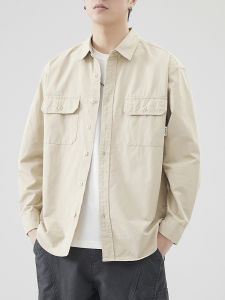 Fancy American Casual Pocket Pure Cotton Shirt Male Long Sleeves 2024 Spring Japanese Style Loose Cargo Shirt Coat