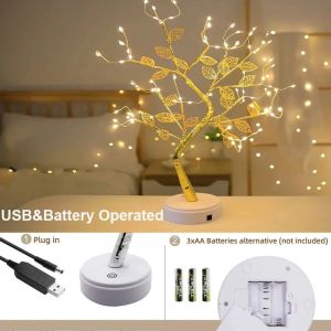 Golden Leaf 72 Led Touch Copper Wire Night Light Tree Light Battery Box USB Light String For Home Decoration