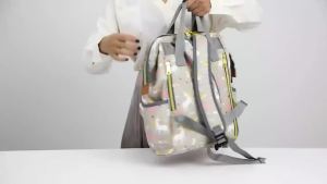 Lequeen ถุงผ้าอ้อมกระเป๋าเดินทางกระเป๋าเป้สะพายหลังยูนิคอร์นการ์ตูนที่มีสีสันกระเป๋าพยาบาลแม่กระเป๋าผ้าอ้อมกระเป๋าอุปกรณ์เสริมทารก