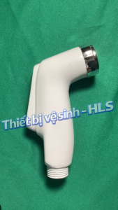 Đầu Xịt Vệ Sinh HLS Nhựa Trắng Bóng Phối Bạc Vòi Xịt Toilet Cầm Tay Đầu Vòi Xịt Nhà Tắm Dễ Lắp
