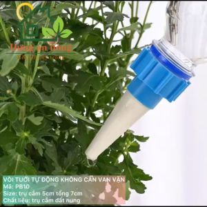 PB10 - Đầu tưới chậm tự động không cần van chỉnh nước tiết ra từ trụ cắm bằng đất nung dùng chai mệng nhỏ. ( xem mô tả )