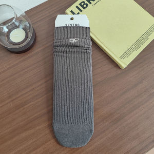 ปมผีเสื้อปัก ผู้หญิง ถุงเท้าถึงกลางน่อง ถุงเท้าลาย สไตล์เกาหลี ฤดูร้อน ลมบัลเล่ต์ ผ้าฝ้าย ถุงเท้าผ้าดูดซับความชื้น