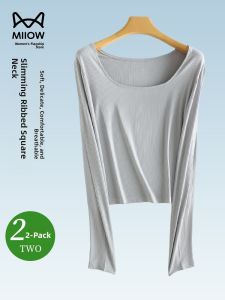 MiiOW | Slim Fit Knitted Base Shirt Short Style Long Sleeve Cuffed MiiOW Cat Person Autumn Womens Fashion 2025 New Arrival Top