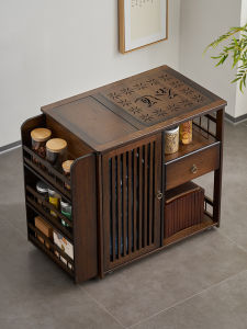 TUOJUE | Mobile Home Tea Cart Solid Wood Chinese Style