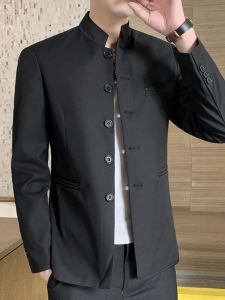 Zhongshan Suit Mens Spring and Autumn Jacket Coat Youth Slim Fit Casual Thin Small Suit Chinese Stand Collar Clothes