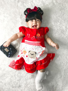 Dress Bayi Perempuan Jeruk untuk Anak 6-18 Bulan Free Celana Dalam Bayi Murah Terjangkau / Dress Baby Gaun Bayi Bahan Katun / Bisa COD Bayar di Tempat