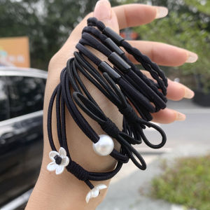 ยางรัดผมสีดำยืดหยุ่นสูงหลายแบบไม่ทำลายเส้นผม ยางยืดทนทาน ชุดรัดผมสไตล์เกาหลี ยางรัดผมแบบอเนกประสงค์