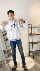 Hoodie Syndrome Edition By Amnes Apparel jaket distro sweater - Putih X Ungu