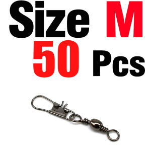 Topranc 50Pcs Carp Fishing Tackle Stainless Steel Rolling Swivel S M L Sizes with Interlock Snap