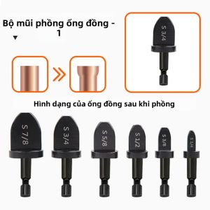 Bộ Dụng Cụ Mở Rộng Ống Đồng 6 Chiếc Đầu Mũi Khoan 1/4 Inch Dụng Cụ Lắp Đặt Chuyên Dụng Cho Điều Hòa Tủ Lạnh Dụng Cụ Mở Rộng Ống Mũi Khoan Lõi Ống Nước Cỡ Trung Bình