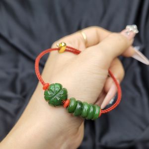 Vòng cáp cỏ 4 lá ngũ điếu Ngọc Bích thiên nhiên  - Phong Thủy TUDO