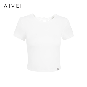 AIVEI | Shoulder-fit Short Sleeve Crop Sweet-spicy Style Round Neck T-shirt