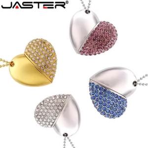 jaster | JASTER Hot Selling Crystal Heart-shaped USB 2.0 Thumb Drive External Storage 4GB 16GB 32GB 64GB External Storage