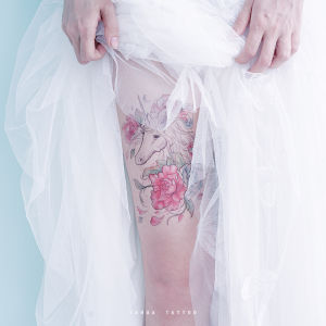 She Painted Internet Celebrity Unicorn Flower Arm Tattoo Sticker Young Adult Ins Style Big Picture Waterproof Female Long-Lasting Male Sticker Pattern