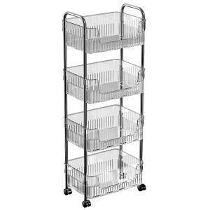 MEIZHUFU | Xe Đẩy Lưu Trữ Nhà Bếp Đa Năng có Khoảng Trống Lưu Trữ Trái Cây và Rau Củ