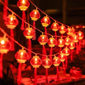 1.5M New Year LED Light String Red Fu Lantern Lights Decoration Chinese Spring Festival Home Garland Party Favors Supply
