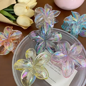 Korean Flower Hair Clip Hair Claw Plumeria Non-Slip Beach Colorful Fashion Resin Hair Clamp for Girl Women Hair Accessories
