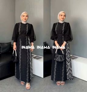 Dress couple pasangan - baju couple padma hitam - baju tenun couple pasangan