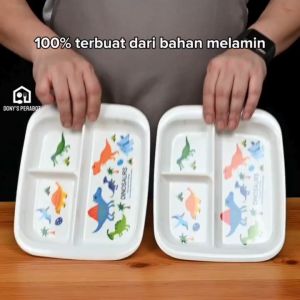 Piring Anak Tiga Kisi Karakter Ultraman Dino Beruang Lucu & Sekat Melamin Tebal Anti Pecah