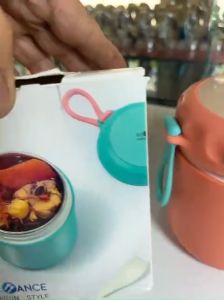 Bình Ủ Cháo TEDEMEI 530mi Gấu Inox 304 Kèm túi đựng Muỗng An Toàn Tiện Lợi