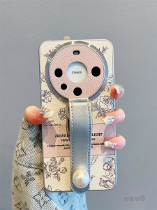 Pura70 pro Rose Pearl Strap Phone Case for Huawei Mate60 Mate70 Mate50 Mate30 Full Cover Womens Elegant Design Mobile Phone Shell