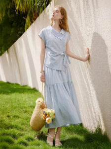 XIANGYING | Commute Style Irregular Shirt Skirt Set