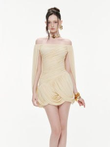 Elegant Luxury One-Shoulder Ruffled Dress Slim Fit