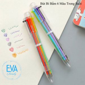 Bút Bi Bấm 6 Màu Trong Suốt Sáng Tạo Tiện Dụng Multicolor pens 6 in 1 M4820