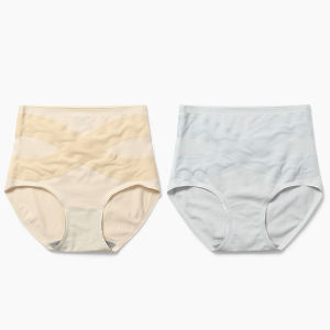 High Waist Abdomen Control Triangle Panties Womens plus Size Crossed Waist Shaping Seamless Underwear Graphene Antibacterial