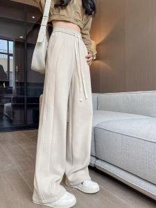 Comfortable Casual Wide Leg Straight Cut Commuter Pants Soft Cozy Sporty Sweatpants High Waist Long Trousers for Women