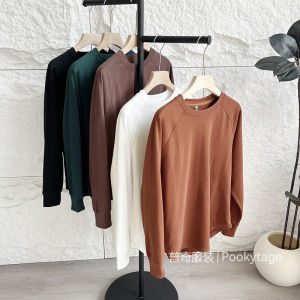 Warm Double-Sided Fleece Long Sleeve round Neck T-Shirt Mens Fashionable Versatile Base Layer Shirt for Autumn Winter