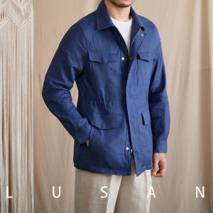 Collar Hunting Jacket Linen Light Breathable Outwear