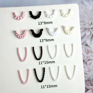 30PCS Multi-colors French Lace Floral Belt Resin Nail Charms 3D Minimalist Princess Lace Ribbon Nail Art Decorations DIY Nails