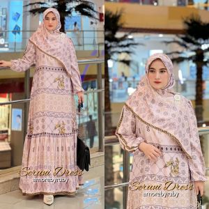 27gadih set hijab + gamis seluni motif simple kekinian viral terbaru produk Amore by ruby
