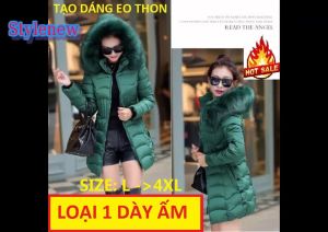 Áo Phao Nữ Hàn Quốc Dáng Dài Cao Cấp - Dầy Ấm Có Lông Mũ - Nhập Khẩu Màu Xanh Kéc Và Nhiều Màu Đẹp - MÃ PHAODAIHANQUOC01