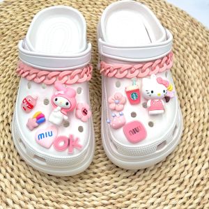 Sanrio Cute Cartoon Crocs Charms Shoes Flower Pink Melody Shoes Flower Cute Bear Decorative Clogs Chains for Crocs