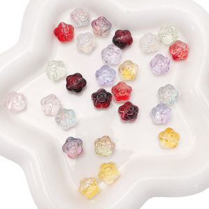 10/30Pcs 12mm Rose Flower Shape Crystal Glass Loose Spacer Beads DIY For Making Jewelry Bracelets Necklace Supplies Accessories