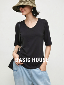 Basic House | Modal Ice Silk V-Neck T-Shirt Summer