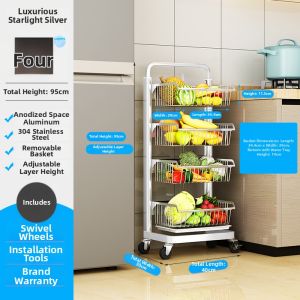 Multi-functional Storage Cart Stainless Steel