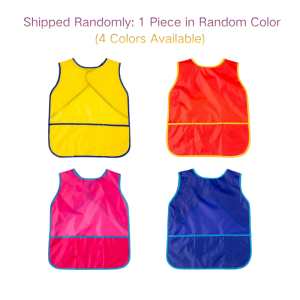 Long Sleeve Art Smock Nylon Painting Apron with Elastic Cuffs & 3 Large Pockets for Pottery Crafts Messy Eating