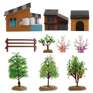 Fence Tree Model House Farm Tool Simulation Micro Landscape DIY Display Children Toy Static Animal Model for Ages 3 And up