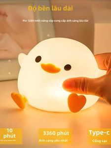 Đèn Ngủ LED Hình Vịt DoDo Dễ Thương Cảm Ứng Sạc Lại Được Chất Liệu Silicon Dành Cho Phòng Trẻ Em Phòng Ngủ Cạnh Giường Kèm Bóng Đèn LED Hình Thú