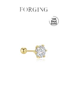 Forging Love | Screw Design 18K Gold Earrings with Lab-grown Square and Round Diamonds