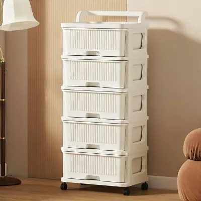 Storage Drawer Bedside Cabinet Multilayer Snack Organizer with Wheels
