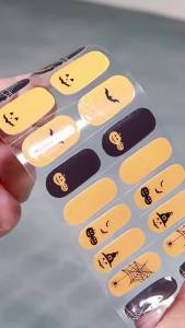 New Glow In Dark Semi-cured UV Gel Nail Stickers Skull Halloween Full Cover Gel For UV Lamp Gel Nail Strips Press On Nail Decal