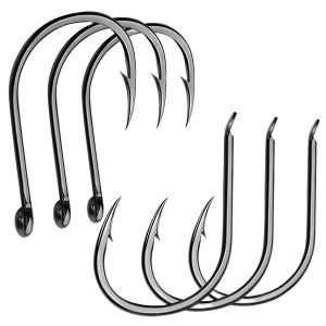 Inline Circle Hooks Saltwater Fishing Catfish Hooks 100pcs Colsed Eye for Bass Salmon Striped Size 3#-15# Bait Assistant Hooks