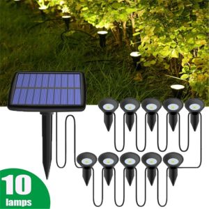 10 in 1 Outdoor Solar Lights: RGB Changing Lawn Ground Lamp & IP65 Waterproof Landscape Spotlights