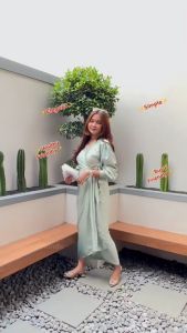 TERBARU - BEST SELLER Dress Satin Silk Shasa Kimono Style Long Dress Kondangan Wanita Bridesmaid Kaftan Ikat Terbaru Size M L XL XXL